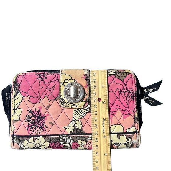 Vera Bradley Floral Mocha Rouge Turn Lock Wallet Size 7¾" x 4¾" - Picture 6 of 13